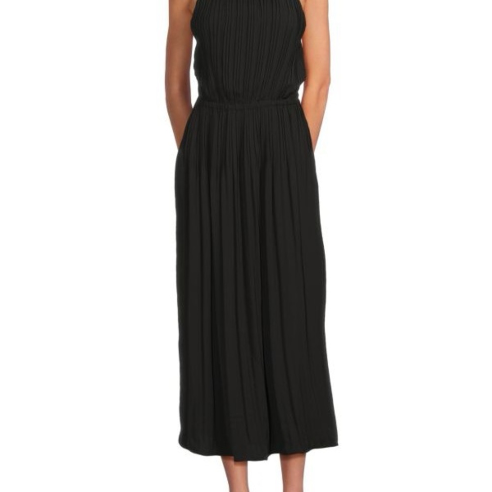 MICHAEL Michael Kors Black Pleated Halter Midi Dress